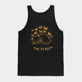 Cute cat and butterflies - time to relax Tank Top